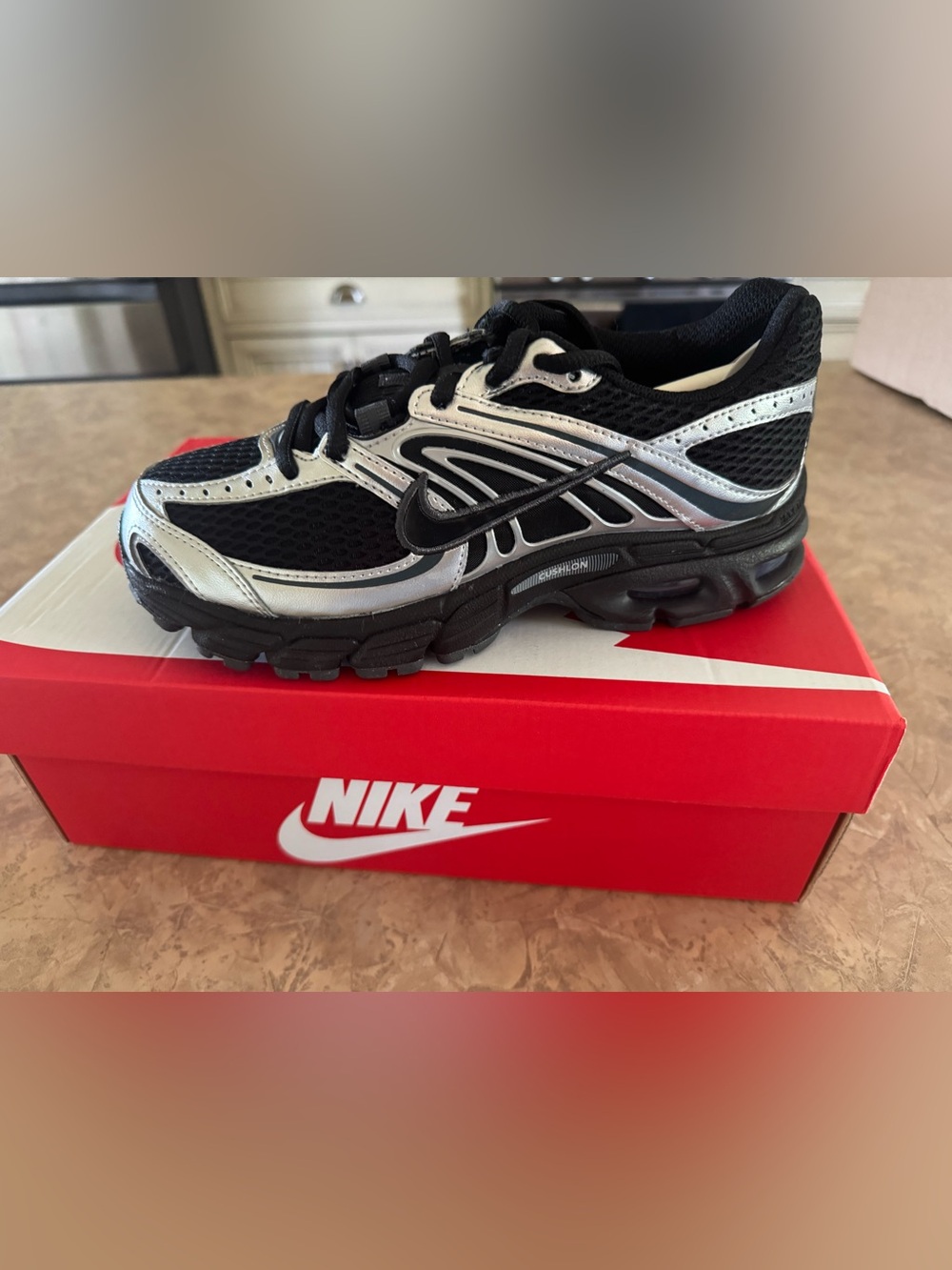 Nike air max women's moto 2x Black & Silver Athletic Sneakers